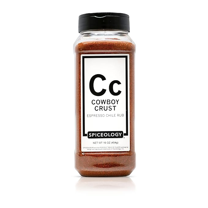 Spiceology – Cowboy Crust Espresso Chile Seasoning – Bold Coffee Spice Blend & Dry Rub for Beef Brisket, Pork Chops, Steak, Chicken Thighs & Ribs – Chef-Created, Freshly Ground – 16 oz