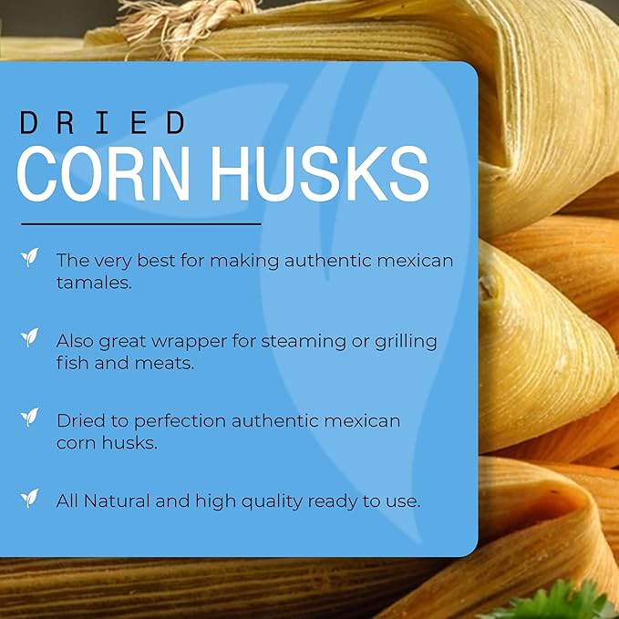 Quintal Mx Premium Corn Husk (25 Pcs) - Naturally Dried Mexican Corn Husk - Corn Husk for Tamale Wrappers - Corn Husk Wrappers For Mexican & Grilled Dishes - Hojas Para Tamal Wrappers - Gluten Free