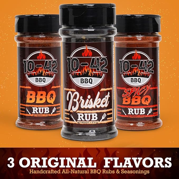 10-42 Spicy BBQ Rub Seasoning (NO MSG, Low Sodium) - All natural, Hot BBQ Rub | Meat Grilling Spicy Dry Rub | Steak and Beef Seasoning | Prime Rib, Spare Ribs, Butt, Brisket, Pulled Pork, Chicken, Turkey Rub| 5.5 oz