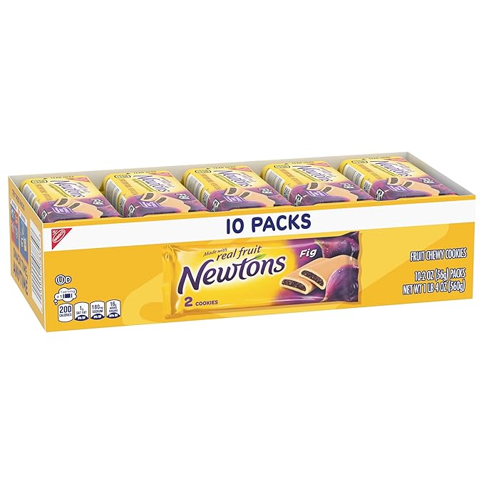 Newtons Fig Bars, Soft Fruit Chewy Cookies, 40 Snack Packs (2 Cookies Per Pack, 4 Boxes)