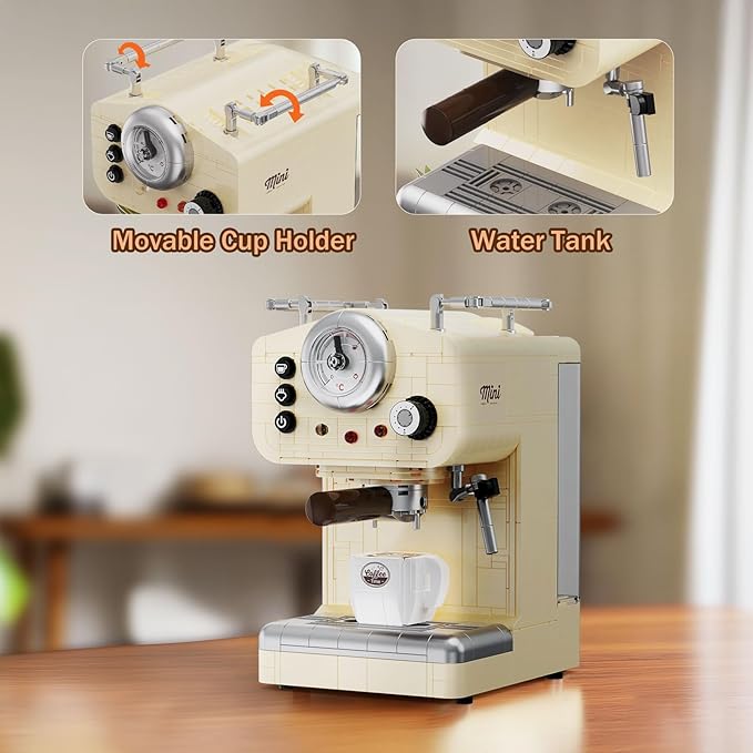 Retro Coffee Machine Building Set for Adults Boys Girls (678 Piece), Classic Semi-automatic Espresso Model Home Office Collection, Vintage Coffee Blocks Toy, Gifts for Building Blocks Lover