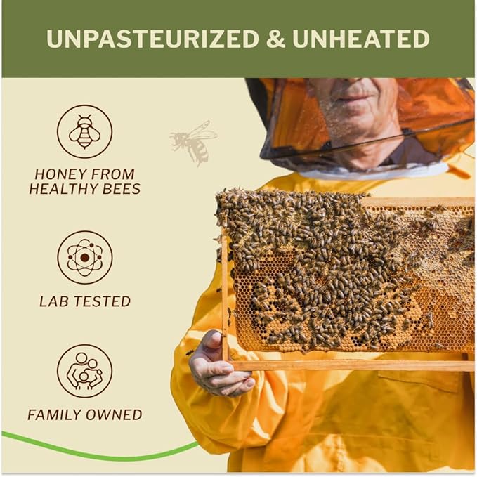 Oneroot 100% Organic Canadian Flower Honey - 17.6 Oz/1.1 Lbs, White Honey Wildflower Unfiltered, Unheated & Creamed, Nutrient Rich Raw Wildflower With Enzymes, Thick Natural Sweetener
