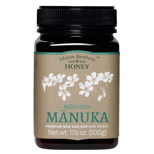 Mason Brothers’ MGO 100+ Raw Mānuka honey New Zealand - Authentic MGO certified traceable pure honey non- GMO (1.1 pound)
