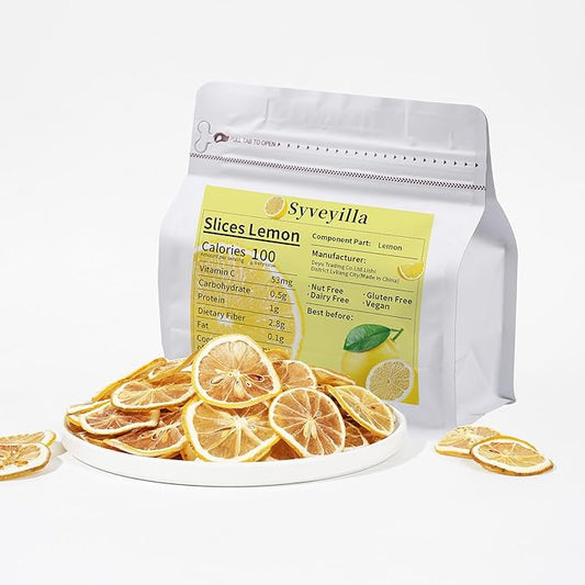 Dried Lemon Slices,Dehydrated Lemon Slices for Cocktails Garnish/Fruit Tea/Baking/Garland/Crafts, 100% Natural No Additives No Sugar Added (3OZ/85g)