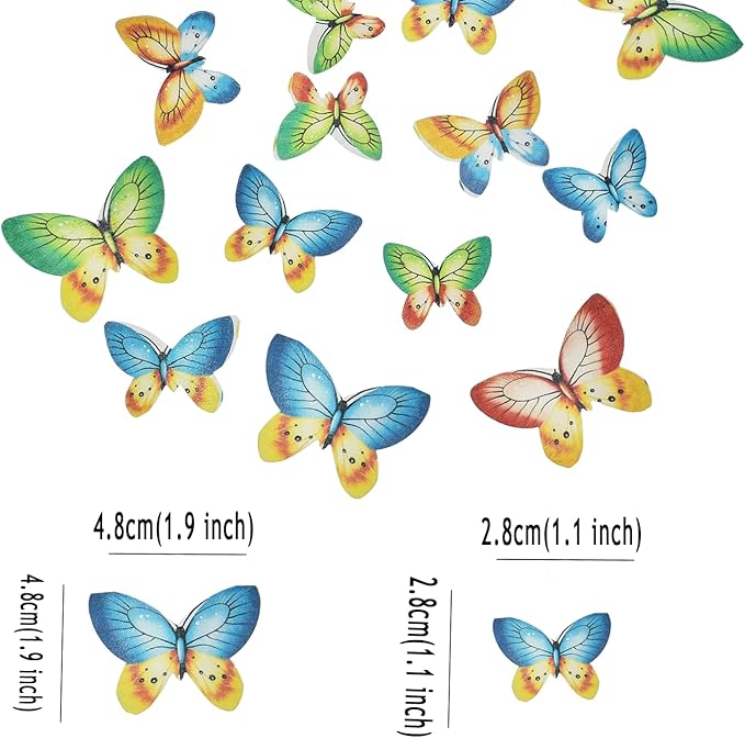 YOcity 40pcs Mix Color Edible Wafer Paper Butterfly Cake Toppers for Wedding, Birthday, Baby Shower & Special Occasions
