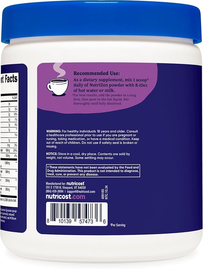 Nutricost Nutrizen PM Unwind Adaptogenic Mushroom Drink (Mocha Flavored) 30 Servings - Includes Reishi, Lion's Mane, Shiitake, Cordyceps