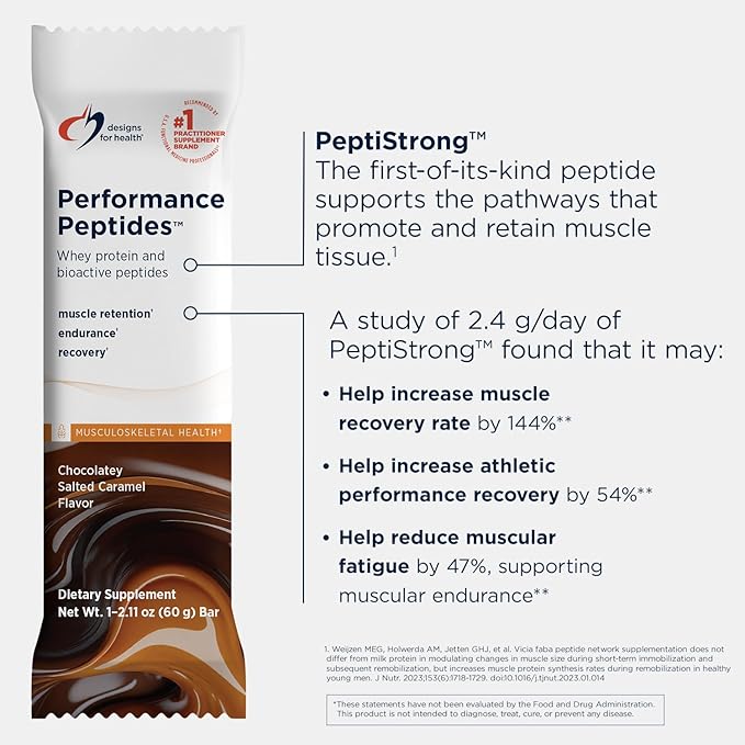 Designs for Health Performance Peptides Bar - Whey Protein Bars Promoting Aging Wellness, Muscle Recovery, Fitness Endurance, and Joint Support - 15g Protein with 8g Fiber, Gluten Free (12 Bars)