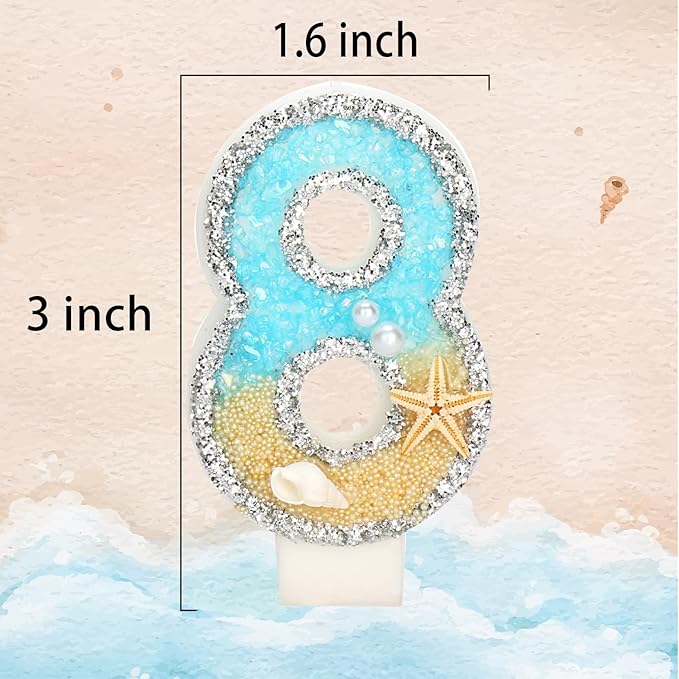 Birthday Candle for Cake, Beach Starfish Sequins Candles, 2.76 inch Cake Topper Decoration for Birthday Party (Number 18)