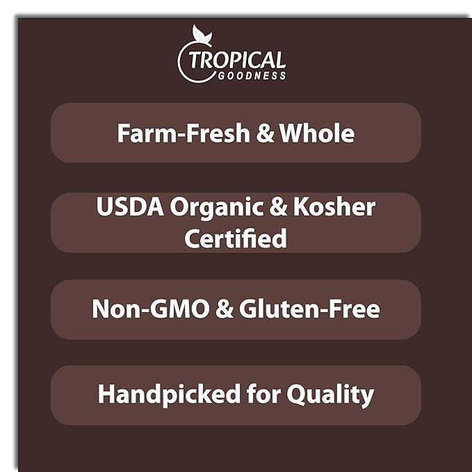 Tropical Goodness Organic Black Peppercorns Whole 16 oz/1lb, For grinder refill, Authentic Tropical Flavour, USDA & Kosher Certified, Non-GMO, Gluten-Free