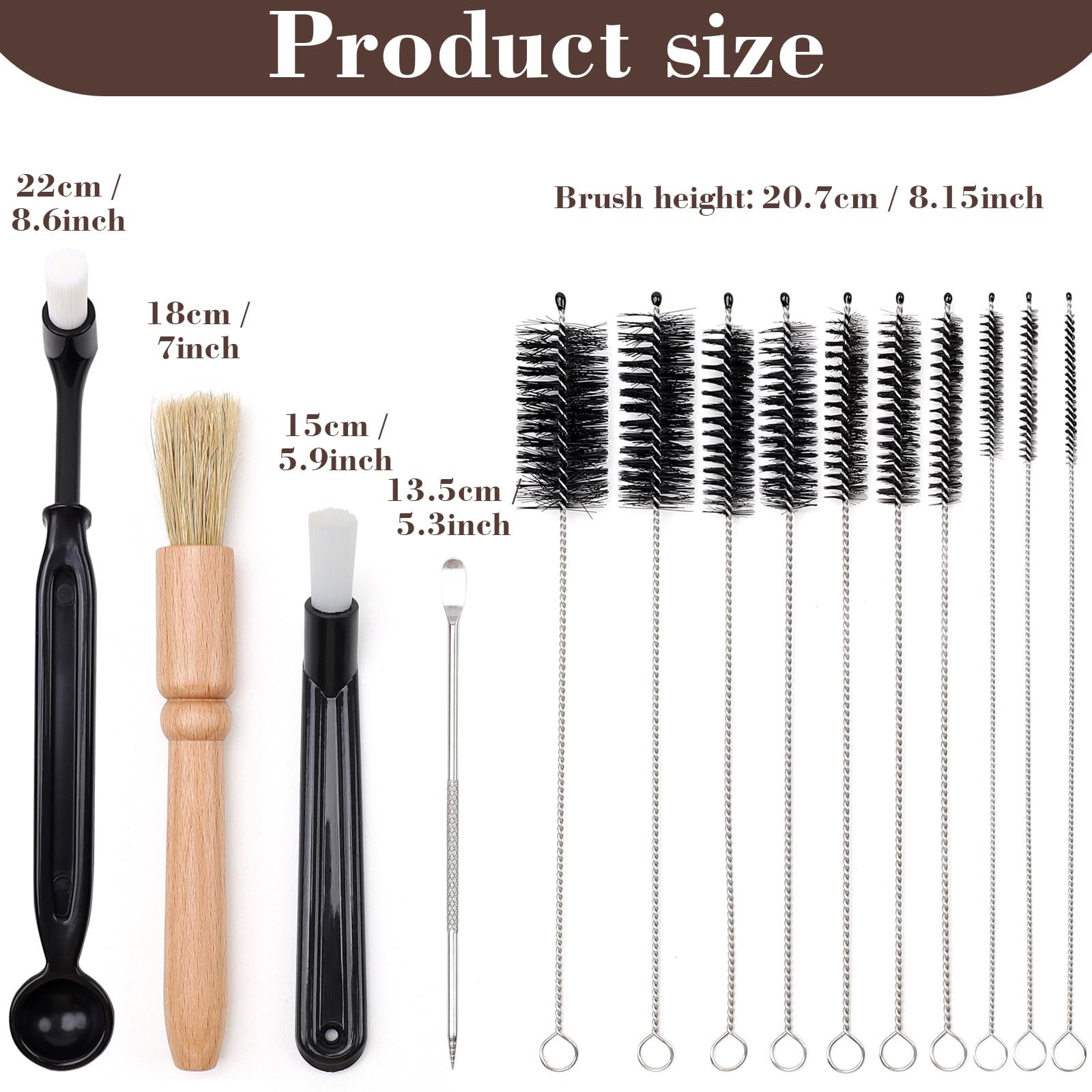 Meiwlong 14Pcs Coffee Machine Cleaning Brush Set, 5 Types Clean Brush Tools