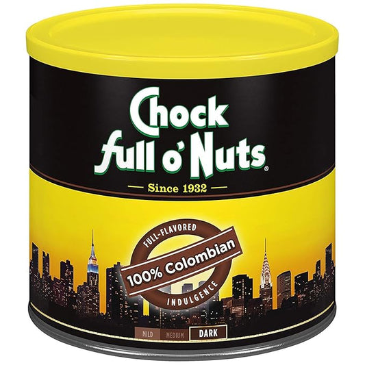 Chock full o??„uts Colombian Ground Coffee ??Premium Beans in Recyclable Steel Can ??Rich Flavor & Aroma, Dark Roast ??Perfect for Drip, Pour-Over, Percolator ??24 Oz Can
