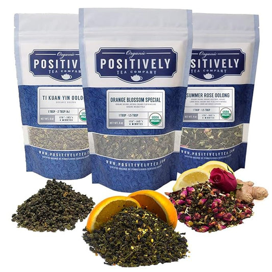 Organic Positively Tea Company, Oolong Tea Sampler, Loose Leaf, 4 Ounce, 3 Pack