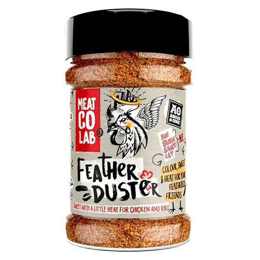 Angus & Oink | Feather Duster Rub | Sweet & Smoky Seasoning with Paprika, Orange, Lemon & Chipotle | Perfect for Chicken Wings & Pork | Versatile BBQ Rub | 200g