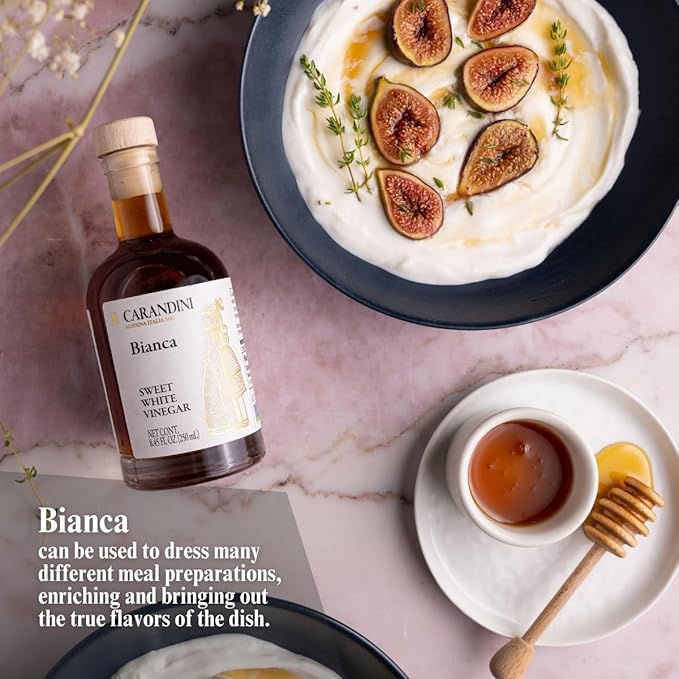 Carandini Bianca Sweet White Vinegar, Gluten-Free, Gourmet Italian White Condiment Made in Italy - 8.45 fl oz (Pack of 2)