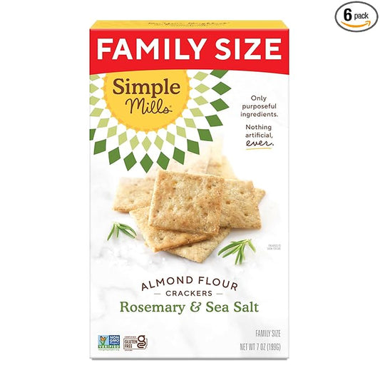 Simple Mills Almond Flour Crackers, Family Size, Rosemary & Sea Salt - Gluten Free, Vegan, Healthy Snacks, 7 Ounce (Pack of 1)