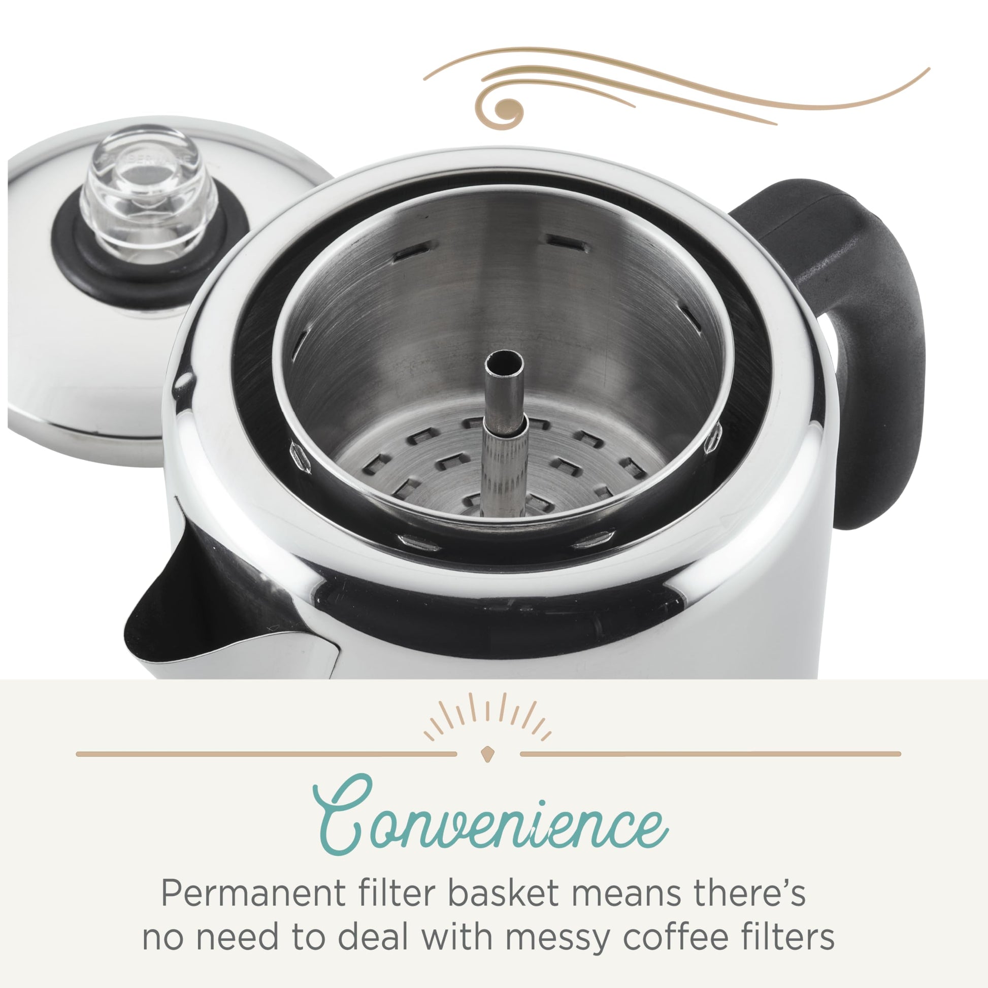 Farberware Classic Stainless Steel Yosemite 12-Cup Coffee Percolator, Percolator Coffee Pot