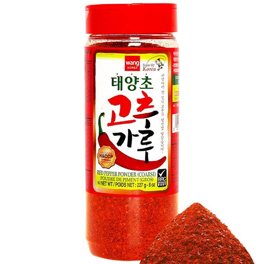 Wang Sun-Dried Coarse Gochugaru for Kimchi, Red Pepper Flakes, Chilli Powder, 7.05 Ounce