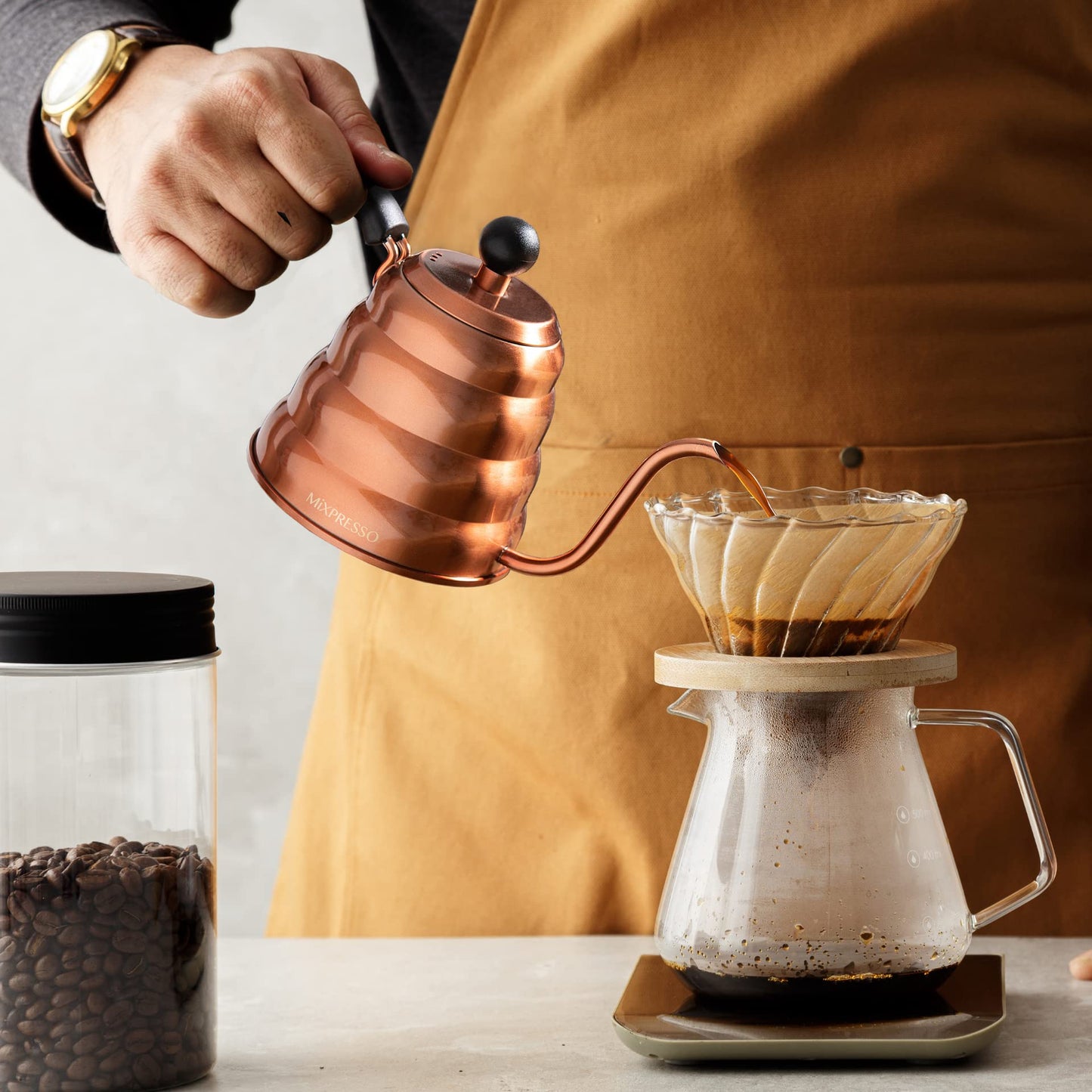Mixpresso Gooseneck Pour Over Coffee Kettle, Barista Pour Control Design For Coffee & Tea