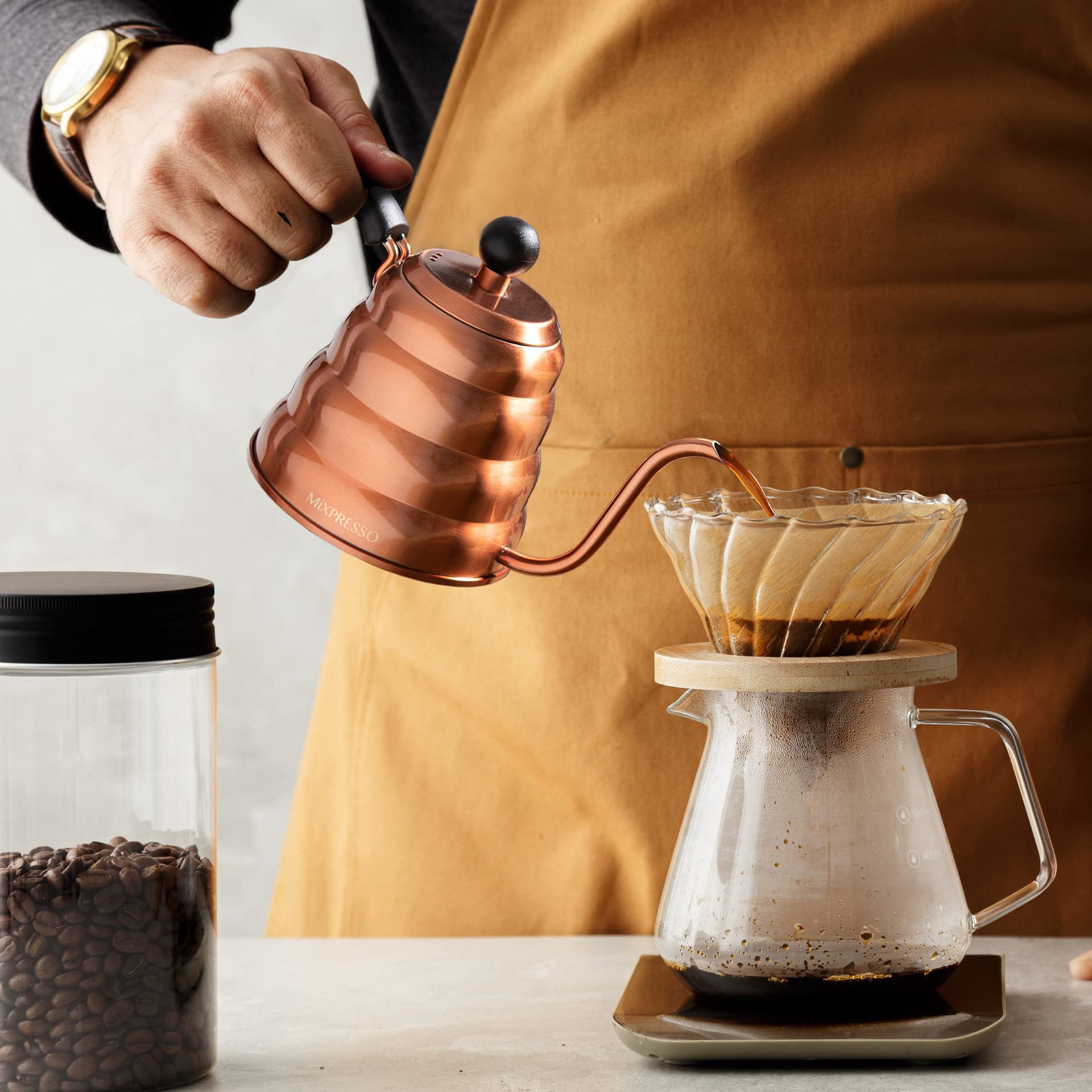 Mixpresso Gooseneck Pour Over Coffee Kettle, Barista Pour Control Design For Coffee & Tea