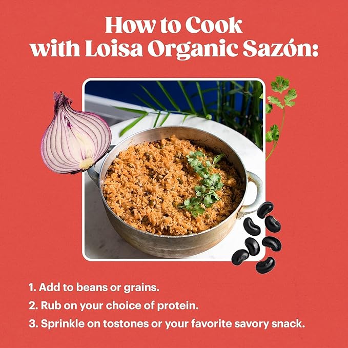 Loisa Seasoning, USDA Organic, Non-GMO, No-MSG, No Preservatives, No Artificial Coloring, No Artificial Flavors, 2.9oz (SALT-FREE Sazón Two Pack)