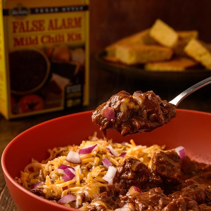 Wick Fowler's False Alarm Mild Chili Kit, Texas Style Chili Seasoning Mix with Individual Packs of Spices, 2.8oz Box (Pack of 2)