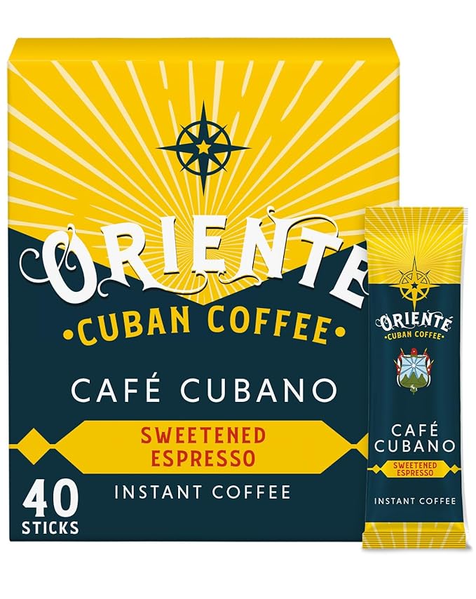 Oriente Dark Roast Instant Coffee, 40 ct, Sweetened Espresso ??100% Arabica Coffee, Instant Hot or Iced Coffee - Just add water