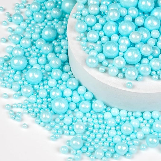 Blue Pearl Sprinkles for Cake Decorating, Edible Baking Candy, 150g/5.29oz Mix Size, Cake Topper Decorations, Cupcake, Ice cream for Kid's Birthday Christmas Party Valentine's Day