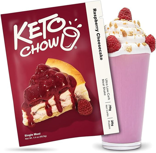 Keto Chow Raspberry Cheesecake | Keto Meal Replacement Shake Powder | Nutritionally Complete | Low Carb | Delicious Easy Meal Substitute | Protein Rich You Choose The Fat | Single Meal Sample