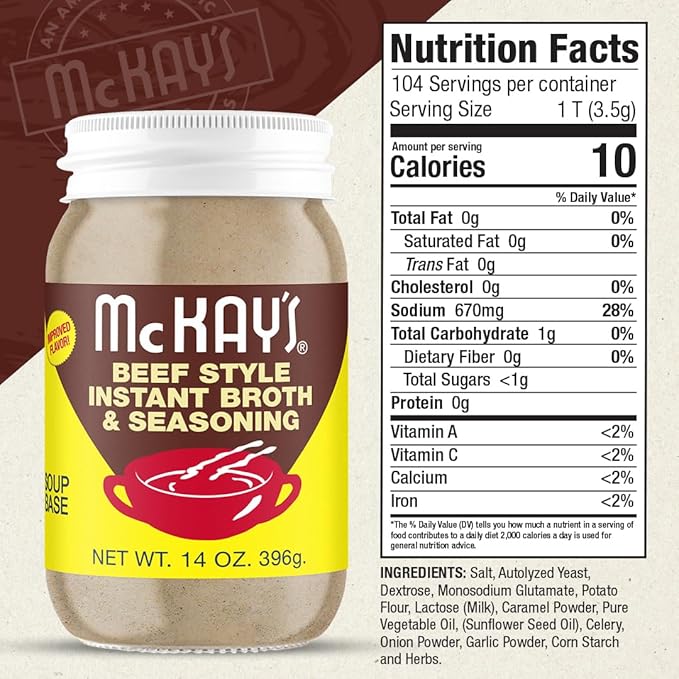 Mc Kay's Chicken and Beef Flavored Powdered Soup Seasoning, Gluten Free Instant Broth, Bullion Cubes Substitute, Est. 1945 (Original Variety, 2 Pack)