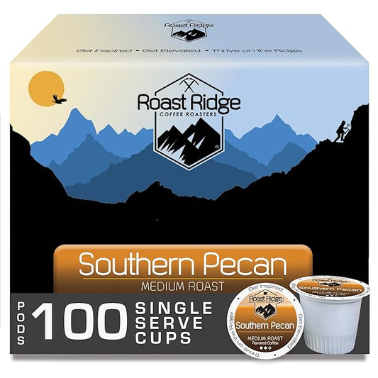 Roast Ridge Single Serve Coffee Pods for Keurig K-Cup Brewers, Southern Pecan, Medium Roast, 100 Count