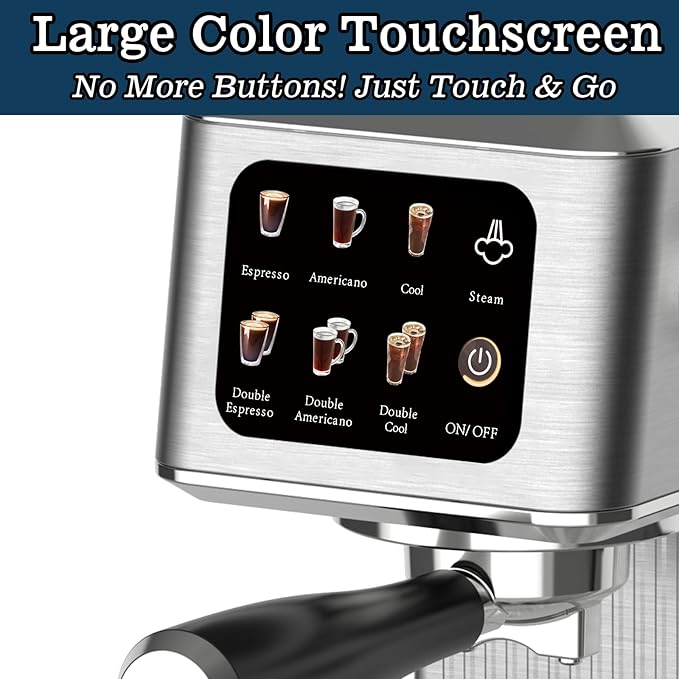 CUSIMAX Espresso Machine 20Bar Compact Espresso Maker with Powerful Steam Wand for Latte & Cappuccino, Stainless Steel Coffee Machine with 34oz Remevable Water Tank