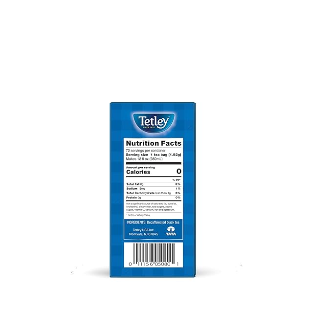 Tetley Classic Blend Decaf Premium Black Tea, Decaffinated Tea, Rainforest Alliance Certified, 72 Tea Bags (Pack of 12)
