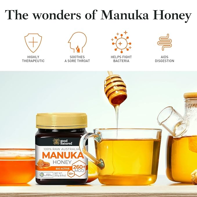 Raw Manuka Honey MGO 260+ /10+ - 8.8oz (250g) Medicinal Strength - High Certified Rating - BPA Free Jar - Cold Extraction - Independently Verified