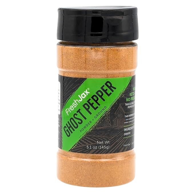 FreshJax Ghost Pepper Powder (5.1 oz Bottle) | Non-GMO, Gluten-Free, Keto, Paleo, No Preservatives, Non-Irradiated Chilli Powder | Handcrafted in Jacksonville