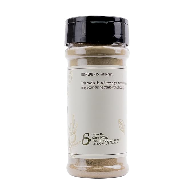 Olive & Vine Ground Marjoram, Earthy & Sweet, Seasoning for Soups, Stews, and Roasts, With Rich Tradition, Authentic Taste, For Global Recipes (2.56 Ounce)