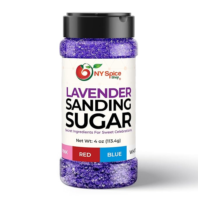NY Spice Shop Lavender Sanding Sugar - 4 Ounce Sweet Colorful Edible Sprinkles For Candy Dish - Sugar Sprinkles For Cake Decorating Basket & Dishes