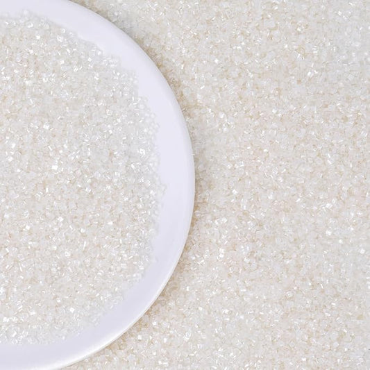 White Sprinkles, White Sanding Sugar for Cake Decorating, Sanding Crystal Sugar 130g/4.59oz, Cupcake, Cookie, Ice Cream and Donuts Toppings, Wedding, Birthday Party Supplies