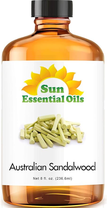 Sun Essential Oils ??8 oz Australian Sandalwood Essential Oil with Dropper for Diffuser, Skin, Aromatherapy Massage, Humidifier, Scent for Candle, Lotion & Soap Making at Home, Fragrance for Room