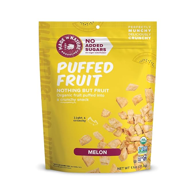 Made In Nature Organic Puffed Fruit, Melon, 1.1 Ounce Bag (Pack of 6) - Vegan Snack, Non-GMO, Gluten Free