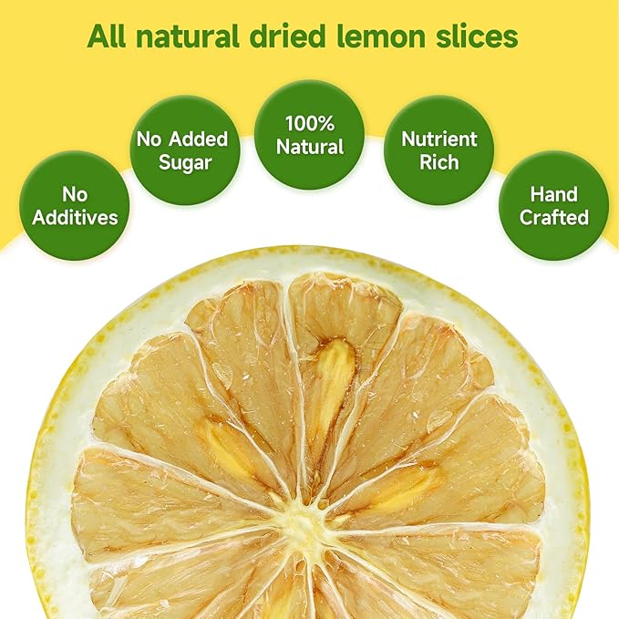 Dried Lemon Slices,3oz/85g, Dehydrated Fruit Slices For Cocktails,100% Natural No Additives No Sugar Added,Natural And Pure Taste,Fruit Tea,Cake Decorative Wheels, Crafts Decor,Dried Citrus