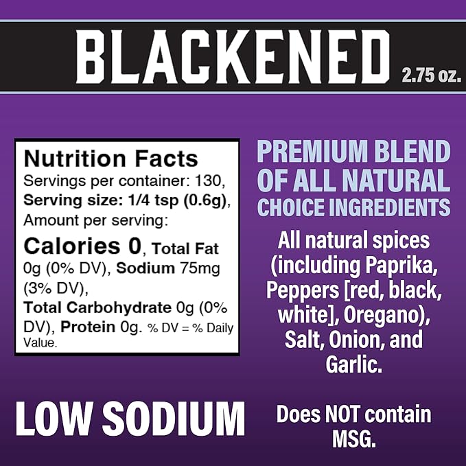 Cajun's Choice Blackened Seasoning - 2.75 oz Jar, Pack of 2, All Natural, Low Salt, Gluten-Free - Authentic Louisiana Spice for Fish & BBQ