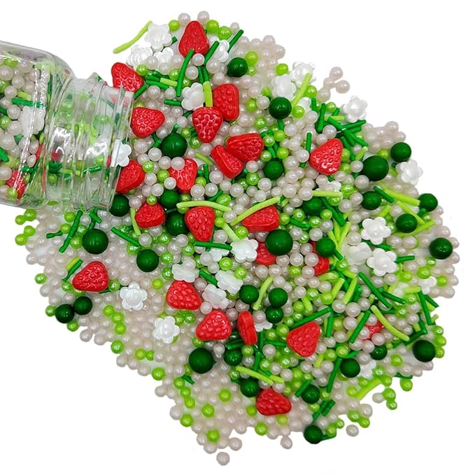 1 Bottle Strawberry Sprinkles Edible White Flower Sprinkles Cookie Decorations Cupcake Toppers Ice Cream Donut Decoration