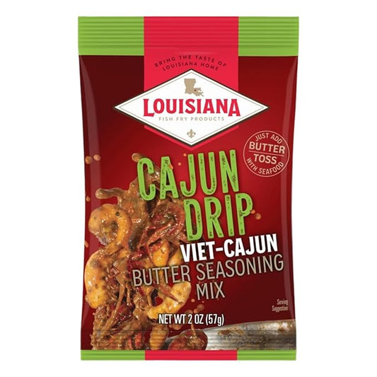 Louisiana Fish Fry Cajun Drip Viet-Cajun Butter Seasoning Mix - Seasoned Butter Sauce for Seafood - 2 oz. Bag (Pack of 1) - Just Add Butter and Toss with Seafood - Add a Burst of Flavor to Your Boiled Seafood with Cajun Drip