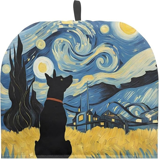Tea Pot Cover Starry Night Dog Print Teapots Cosy Insulated Tea Cozies Home Kitchen Decoration Teapot Dust Cover Warming Tea Kettle Quilt Creative Gifts for Party