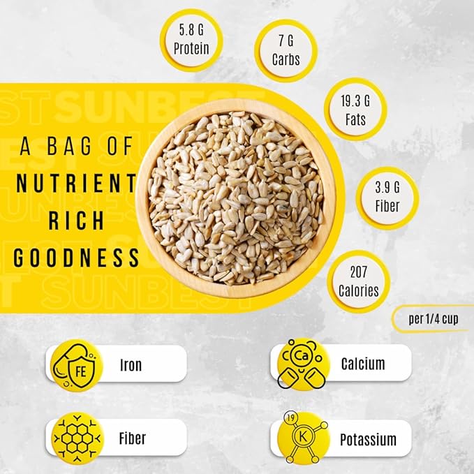 Sunbest Natural Raw Sunflower Seed Kernels 48 Oz (3 lbs) 1 Pack - Unsalted & Nutritious for Snacking, Cooking, & Baking - Vegan-Friendly - Ideal for On-the-Go & Recipes - Bulk Size for Value