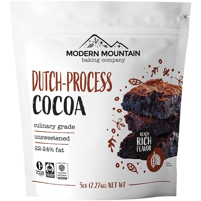 Cocoa Powder (5 lb) Dutch Processed Cocoa Powder, Unsweetened, Extra Rich Cocoa Flavor, 22-24% Fat, Premium Culinary Grade, Non-GMO Sourced, Fair Trade Certified, Perfect Cocoa for Baking and Cooking