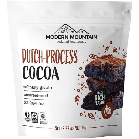 Cocoa Powder (5 lb) Dutch Processed Cocoa Powder, Unsweetened, Extra Rich Cocoa Flavor, 22-24% Fat, Premium Culinary Grade, Non-GMO Sourced, Fair Trade Certified, Perfect Cocoa for Baking and Cooking