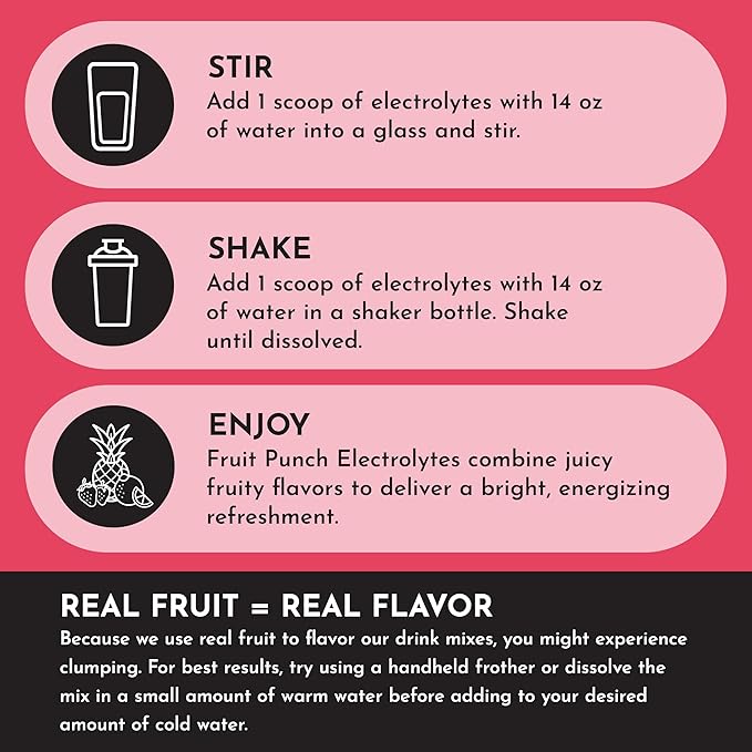 Fruit Punch Electrolytes ??30?‘Serving Hydration Drink Mix with Coconut Water, Sea Salt, and Trace Minerals ??Supports Hydration, Recovery, and Electrolyte Balance*