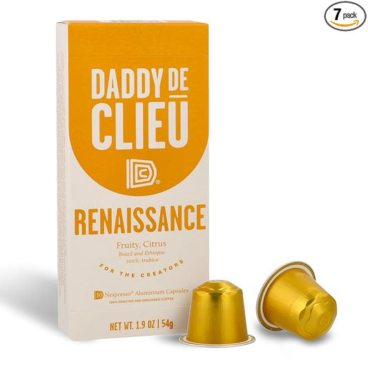 Daddy De Clieu Renaissance Coffee Pods (Sweet & Balanced, Brazil and Ethiopia, 100% Arabica Blend), Compatible with Nespresso Original Line Machines, Recyclable Aluminum Capsules, 70 Count