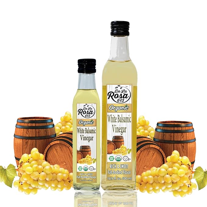 De La Rosa Organic White Balsamic Vinegar, Kosher for Passover, Vegan & Gluten-Free, Great for Salad Dressing, Marinades, Organic Balsamic Vinegar 16.9 Oz (Pack of 2)